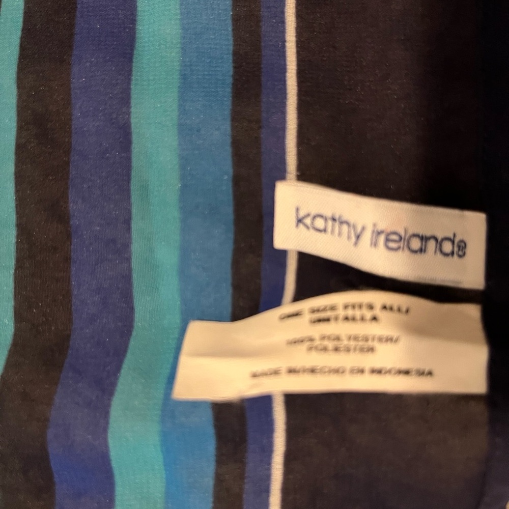 Kathy Ireland Blue Striped Scarf/Parero - Picture 2 of 2